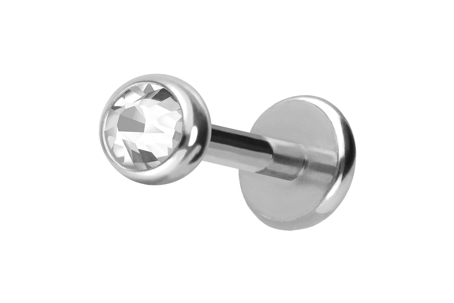 Titan Labret Piercing mit Push Fit KRISTALL